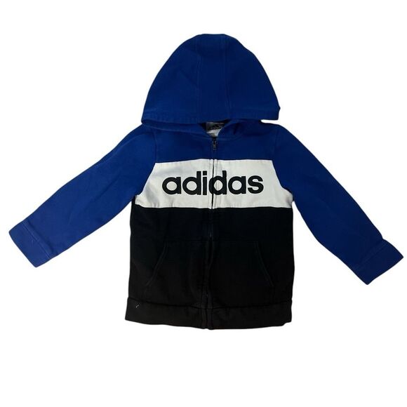 Adidas Kids Blue and Black Hoodie - Picture 1 of 3